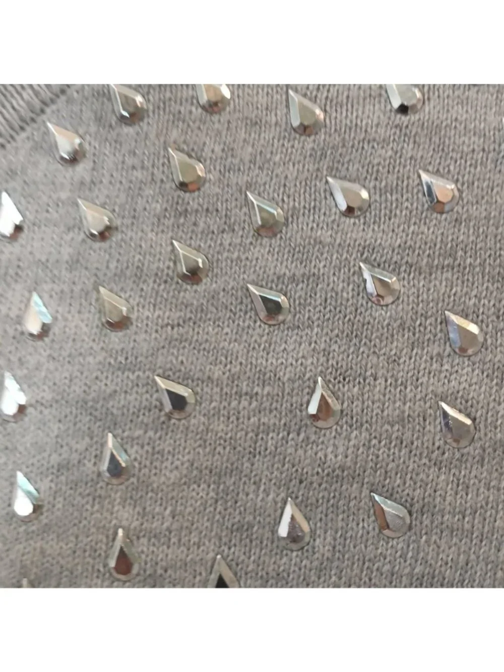 G.H. Bass & Co. Womens Small Gray Studded Cotton Cashmere Cardigan Sweater #D-20